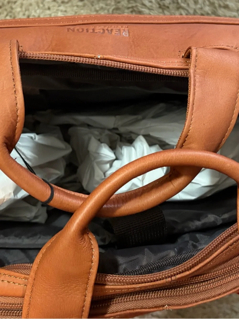 Kenneth Cole Reaction Orange Leather Laptop Briefcase